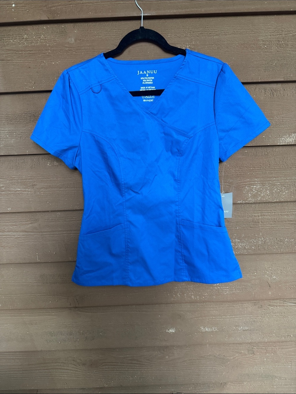 Jaanuu Short-Sleeve V-Neck Scrub Top in Royal Blue size Small